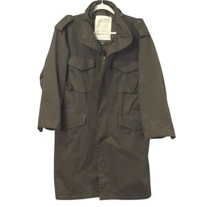 Military‎ Trench Coat Long Olive Green size Medium